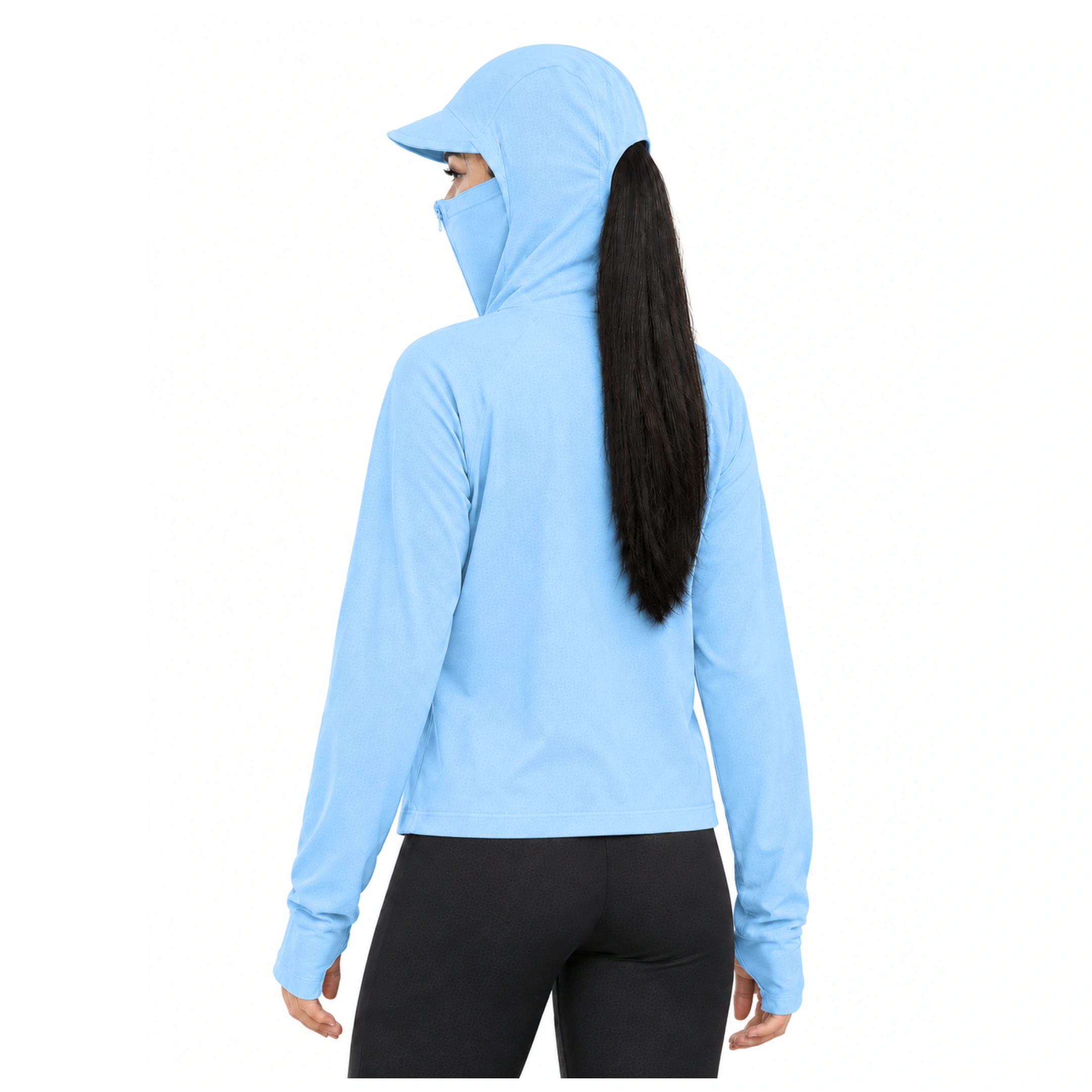 Sun Protection T-Shirt for Women | Breathable, Full Sleeves Sculpt Fitware Activware Sports Hoodie WITH FULL ZIP | (Pack of 1 SKY BLUE) - Image 2