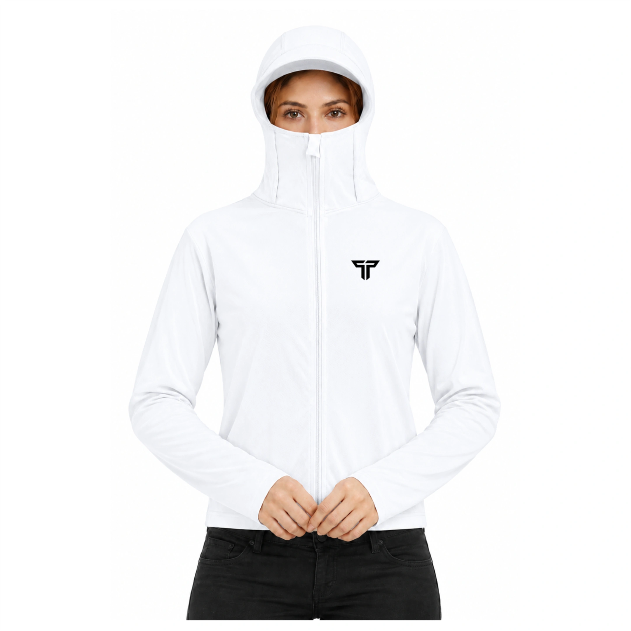 Women's UV Protection Hoodie Jacket in White, regular length