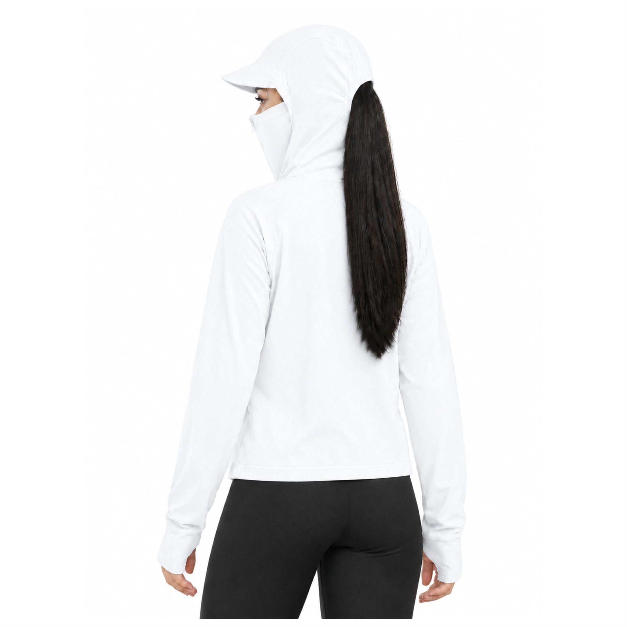 Sun Protection T-Shirt for Women | Breathable, Full Sleeves Sculpt Fitware Activware Sports Hoodie WITH FULL ZIP | (Pack of 1 WHITE) - Image 2